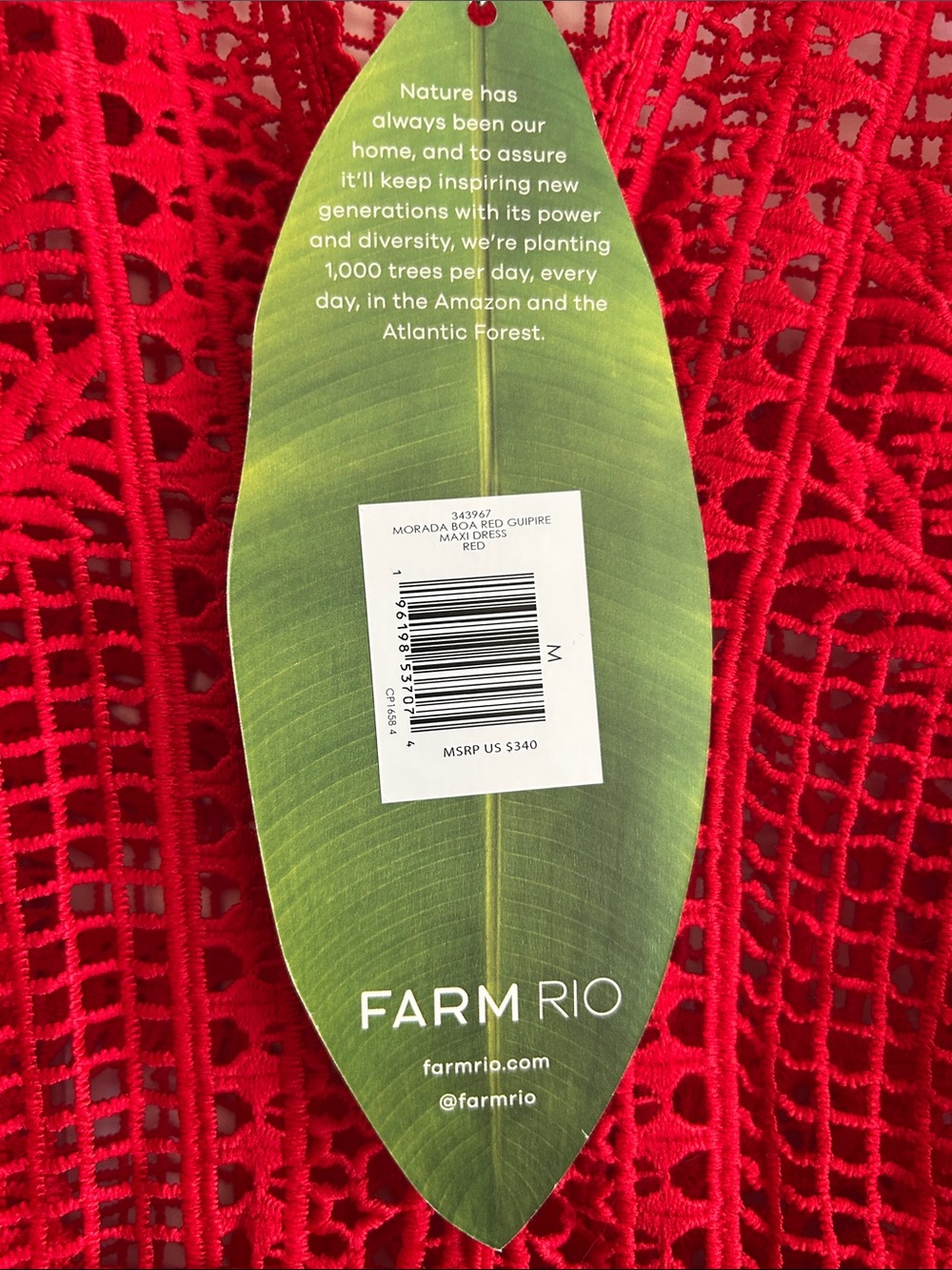 FARM Rio Red Crochet Maxi Dress Red Morada Boa Guipure Maxi Dress - Picture 5 of 12